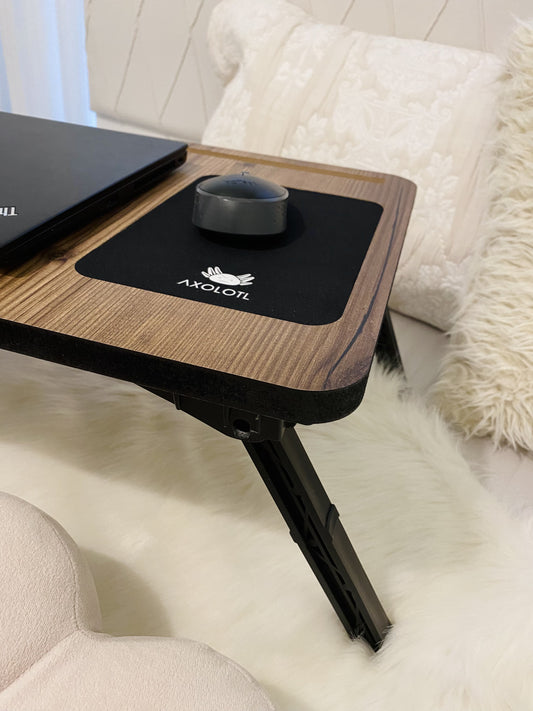 Axolotl Fold Away Bed Tray Ladin - Lap Desk with Mouse Pad - Bed Desk - Foldable Lap Tray - Breakfast Tray with Phone Compartment - Gift