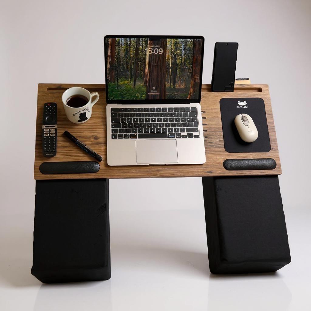 Axolotl Throne – Extra Wide Ergonomic Laptop & Couch Desk with Cushions for Laptops and Wireless Peripherals