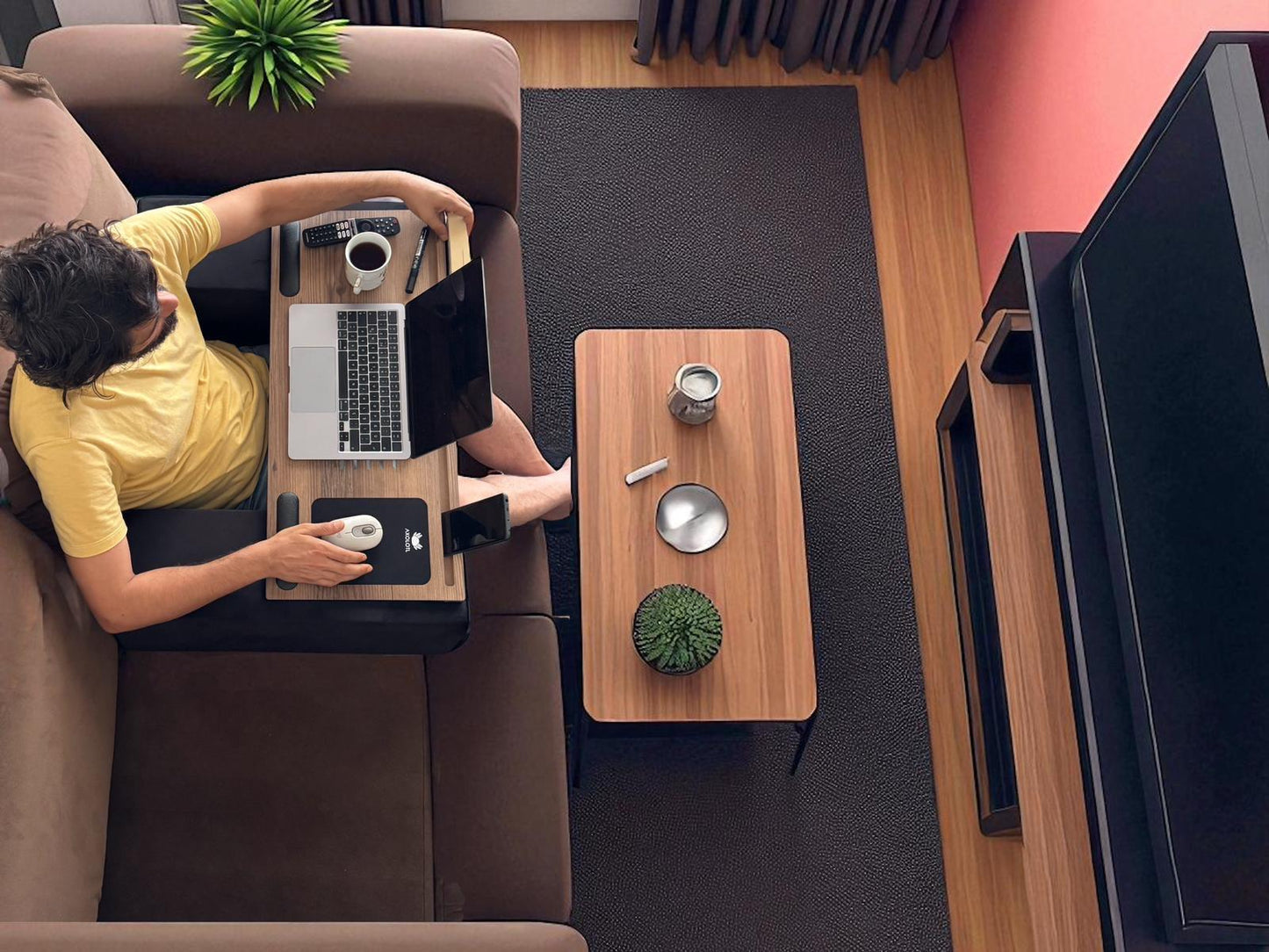 Axolotl Throne – Extra Wide Ergonomic Laptop & Couch Desk with Cushions for Laptops and Wireless Peripherals