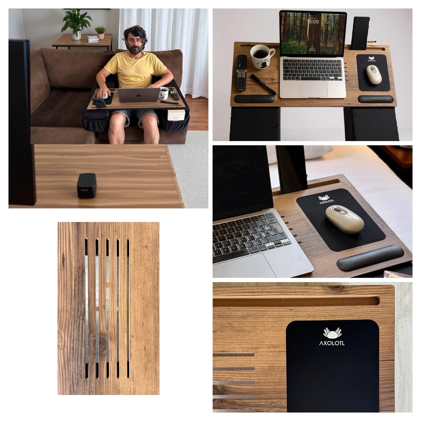 Axolotl Throne – Extra Wide Ergonomic Laptop & Couch Desk with Cushions for Laptops and Wireless Peripherals