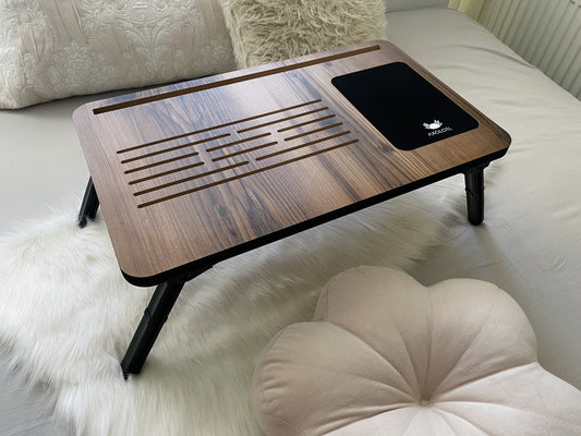 Axolotl Fold Away Bed Tray Ladin - Lap Desk with Mouse Pad - Bed Desk - Foldable Lap Tray - Breakfast Tray with Phone Compartment - Gift