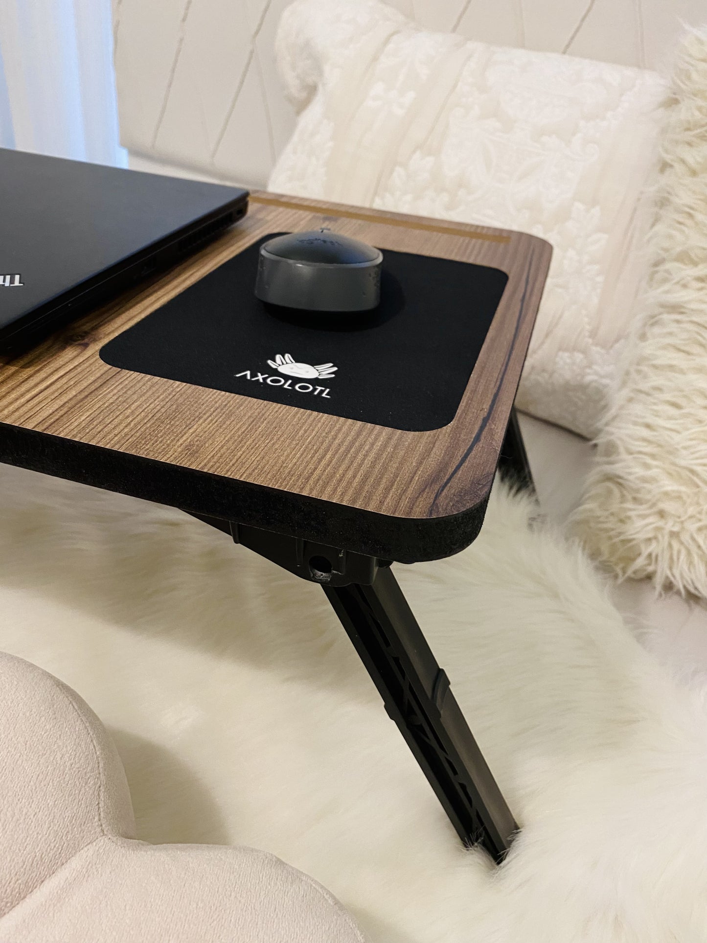 Axolotl Fold Away Bed Tray Ladin - Lap Desk with Mouse Pad - Bed Desk - Foldable Lap Tray - Breakfast Tray with Phone Compartment - Gift