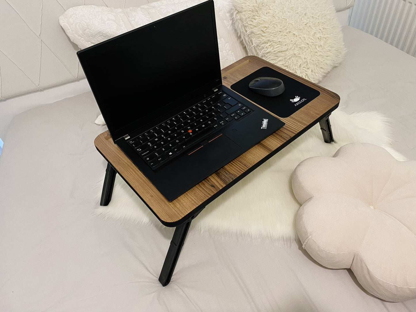Axolotl Fold Away Bed Tray Ladin - Lap Desk with Mouse Pad - Bed Desk - Foldable Lap Tray - Breakfast Tray with Phone Compartment - Gift